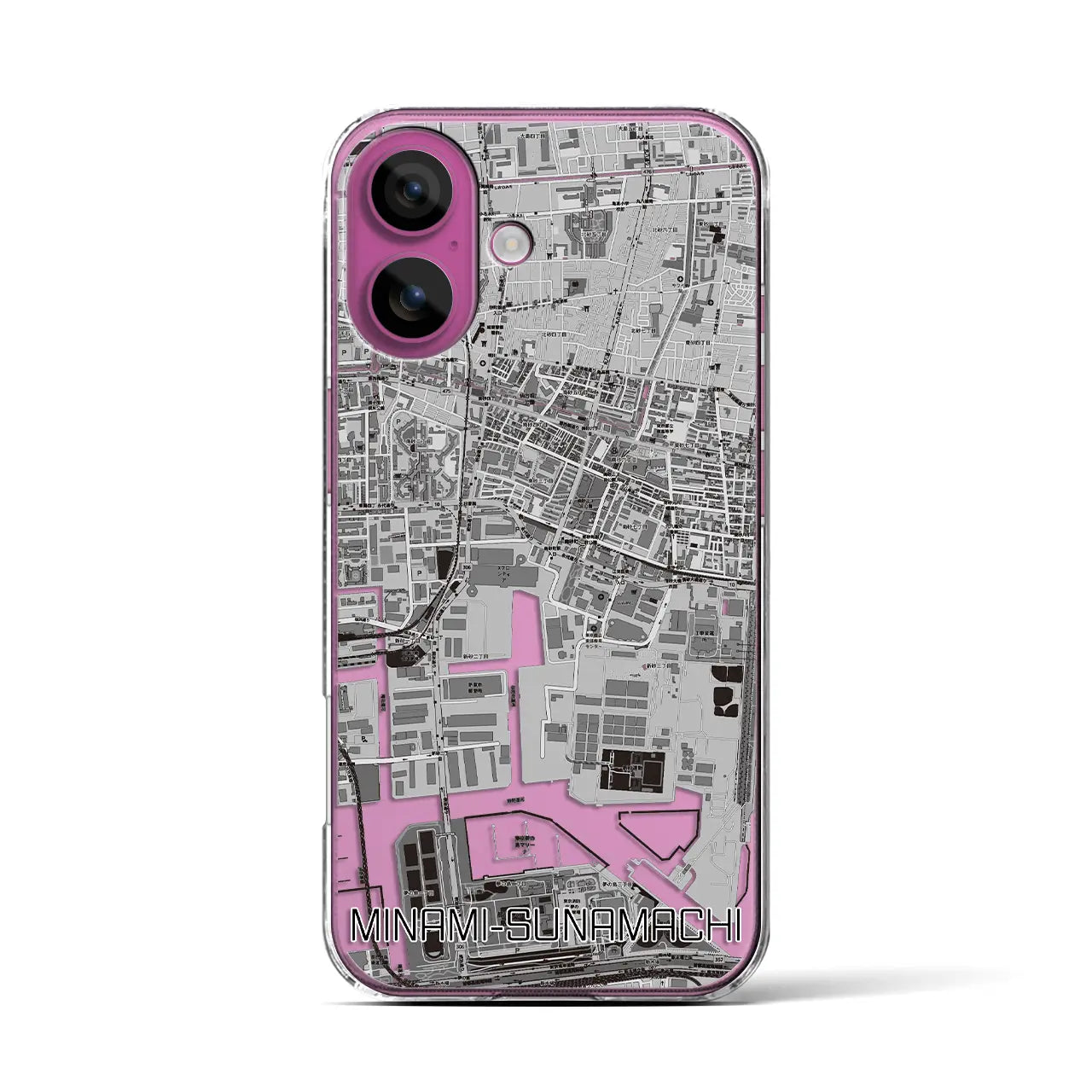 【南砂町(東京都)】地図柄iPhoneケース(クリアタイプ)モノトーン・iPhone 16 Pro 用
