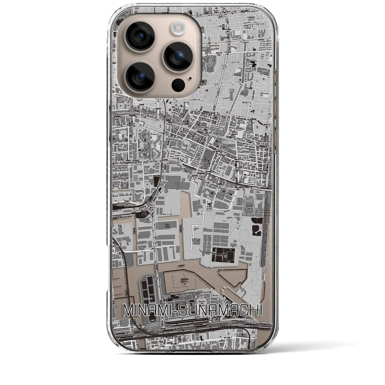 【南砂町(東京都)】地図柄iPhoneケース(クリアタイプ)モノトーン・iPhone 16 Plus 用
