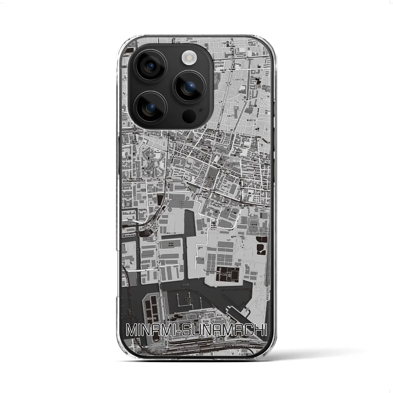【南砂町(東京都)】地図柄iPhoneケース(クリアタイプ)モノトーン・iPhone 16 用