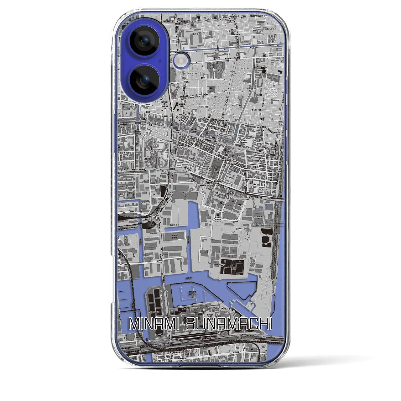 【南砂町(東京都)】地図柄iPhoneケース(クリアタイプ)モノトーン・iPhone 16 Pro Max 用