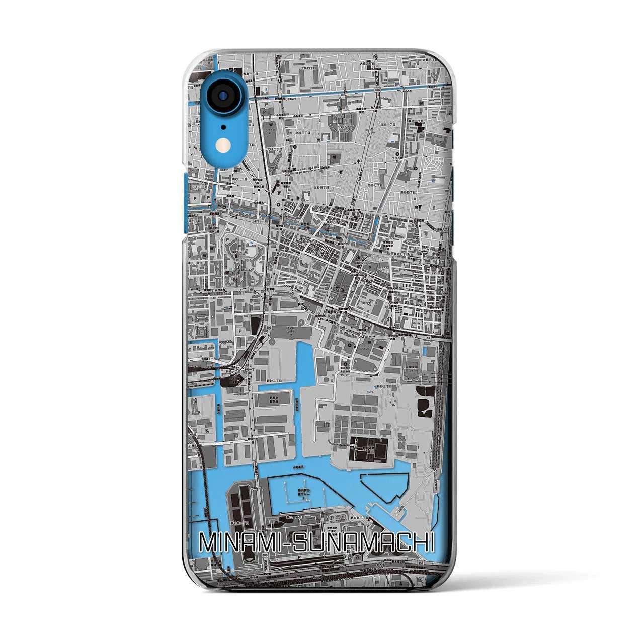 【南砂町(東京都)】地図柄iPhoneケース(クリアタイプ)モノトーン・iPhone XR 用