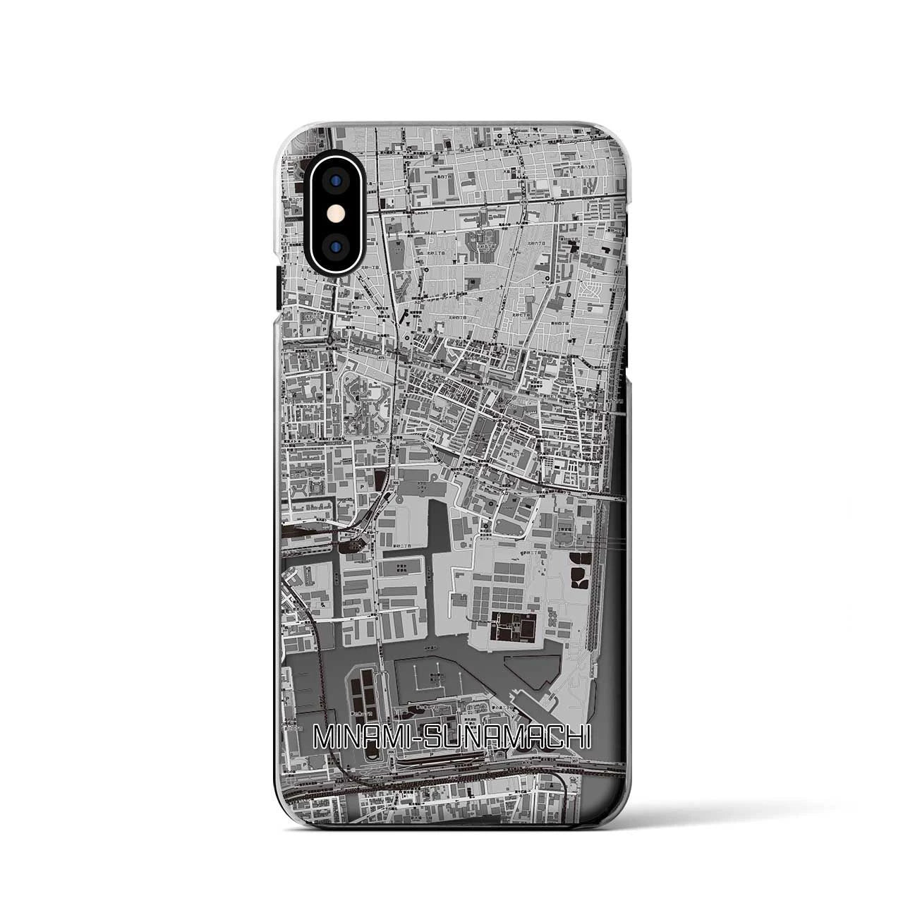 【南砂町(東京都)】地図柄iPhoneケース(クリアタイプ)モノトーン・iPhone XS / X 用