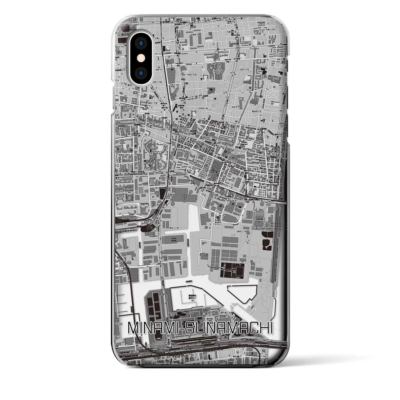 【南砂町(東京都)】地図柄iPhoneケース(クリアタイプ)モノトーン・iPhone XS Max 用