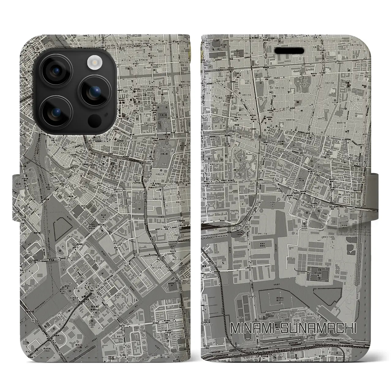 【南砂町(東京都)】地図柄iPhoneケース(手帳タイプ)