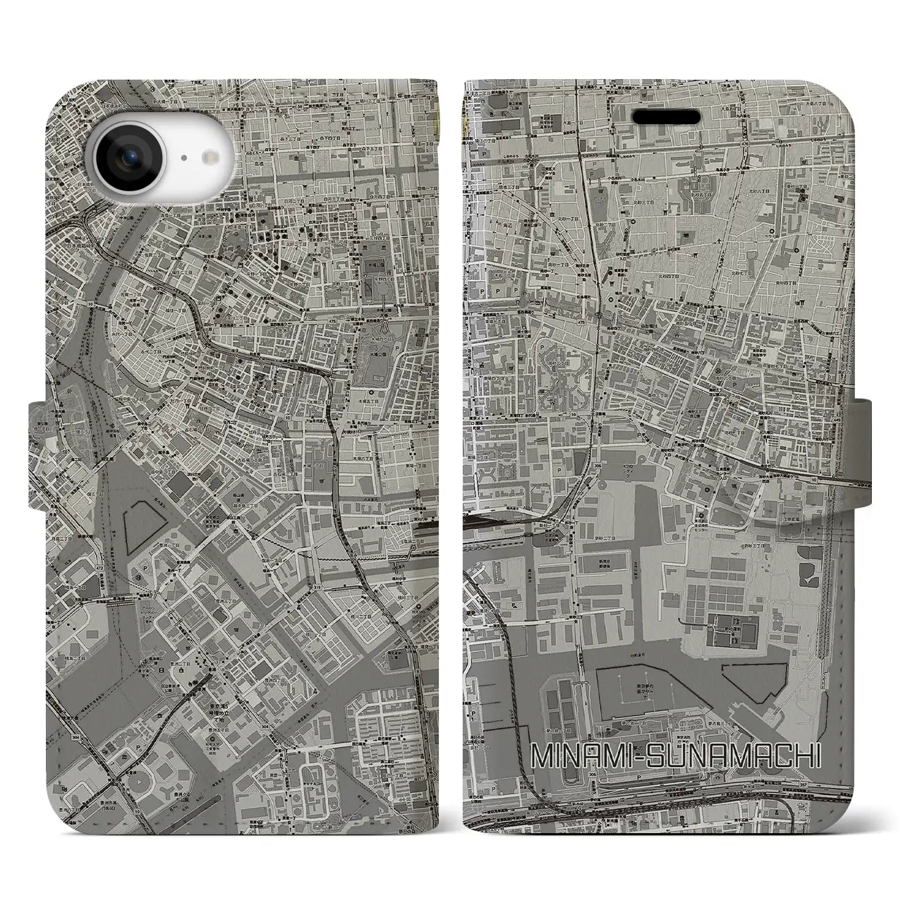 【南砂町(東京都)】地図柄iPhoneケース(手帳タイプ)