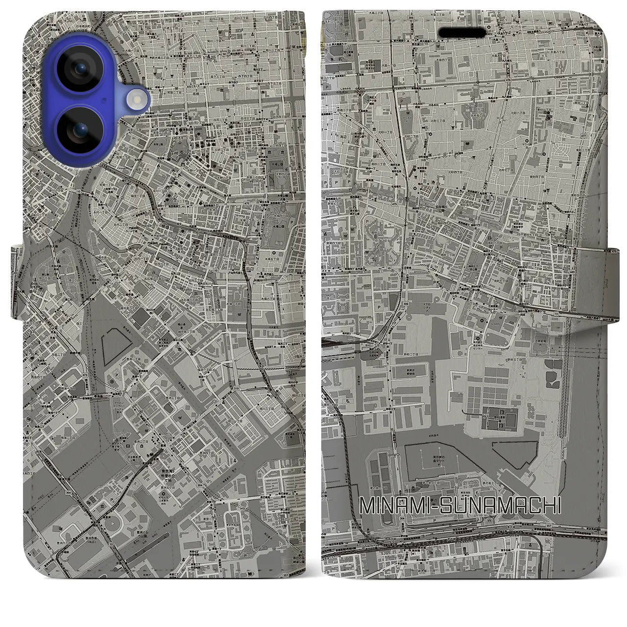 【南砂町(東京都)】地図柄iPhoneケース(手帳タイプ)