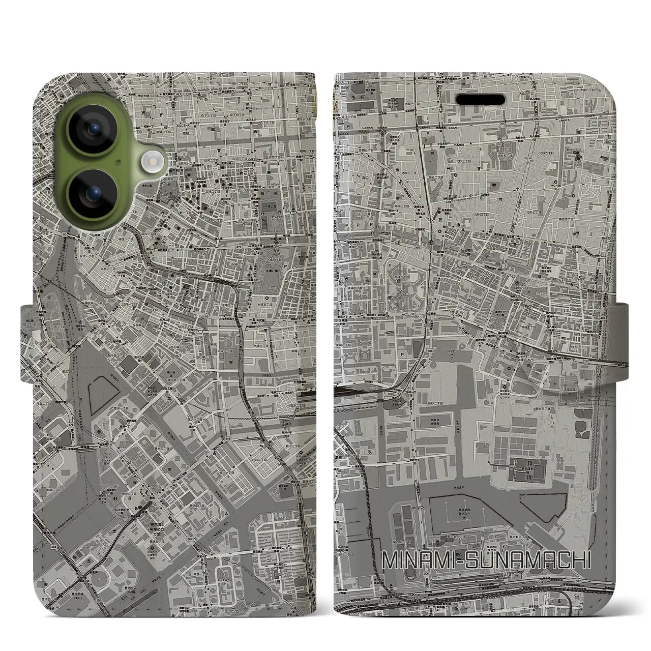 【南砂町(東京都)】地図柄iPhoneケース(手帳タイプ)