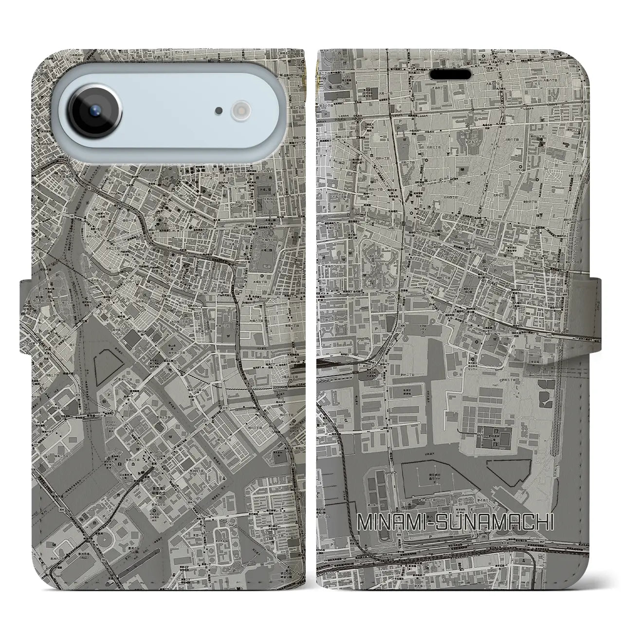 【南砂町(東京都)】地図柄iPhoneケース(手帳タイプ)