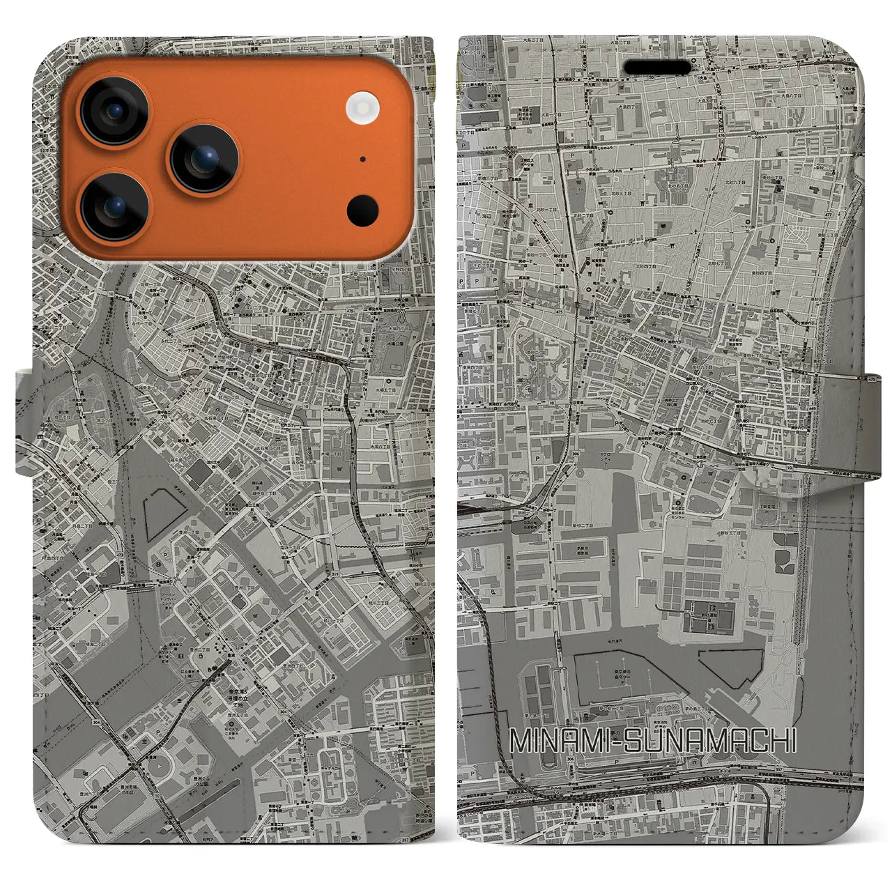 【南砂町(東京都)】地図柄iPhoneケース(手帳タイプ)