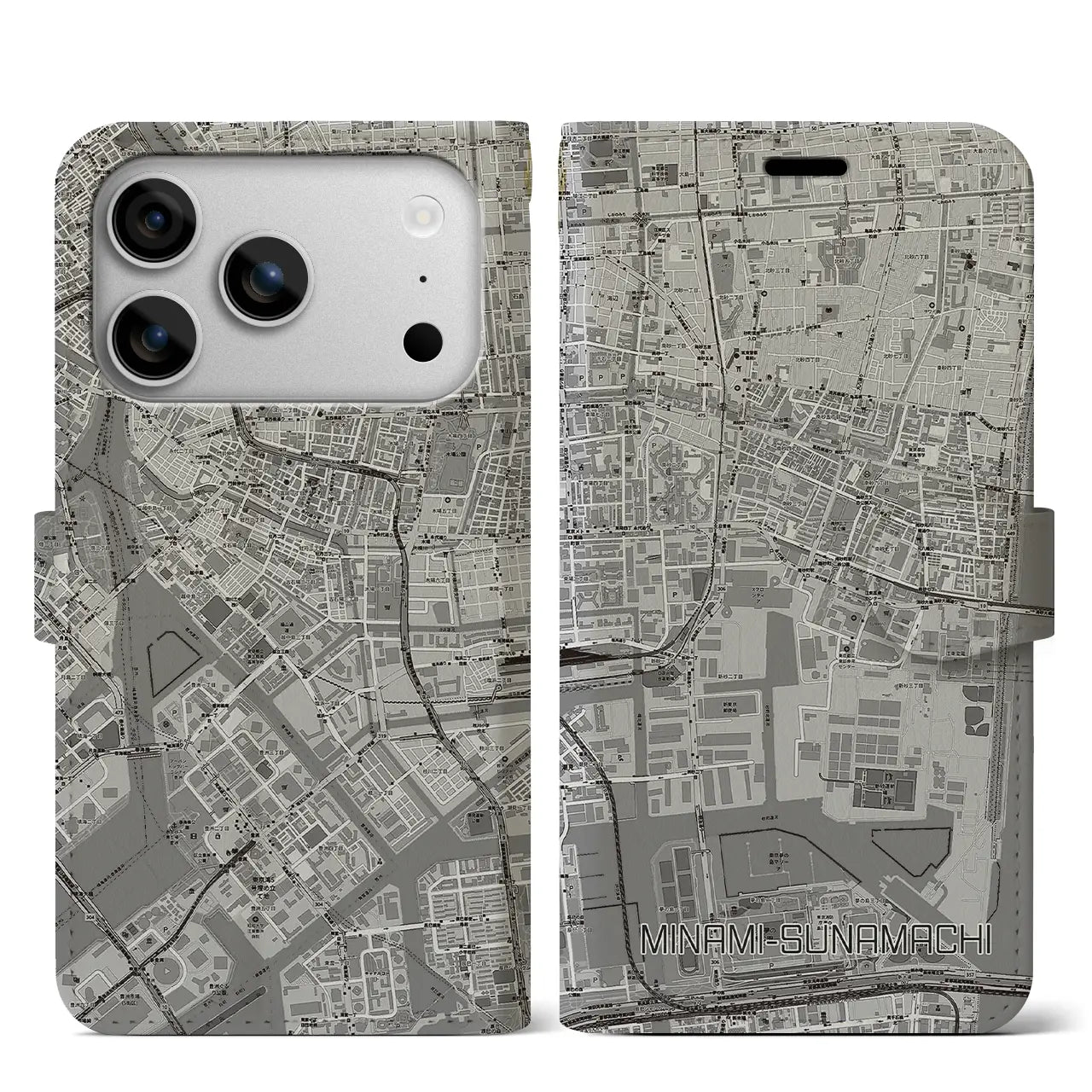 【南砂町(東京都)】地図柄iPhoneケース(手帳タイプ)