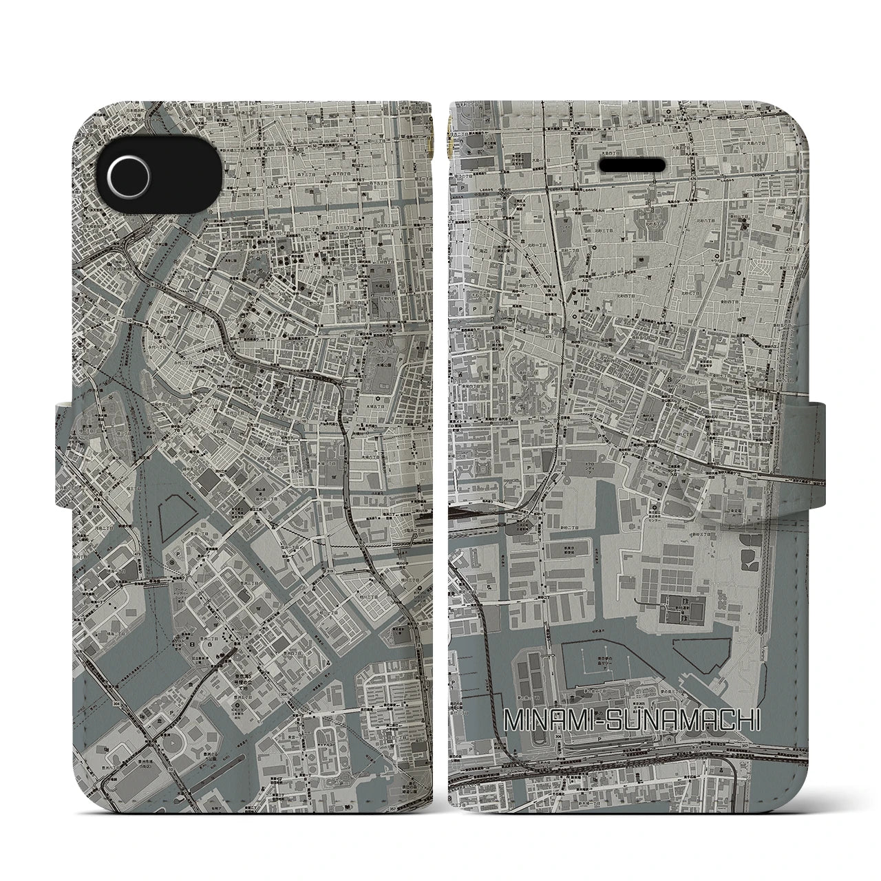 【南砂町(東京都)】地図柄iPhoneケース(手帳タイプ)