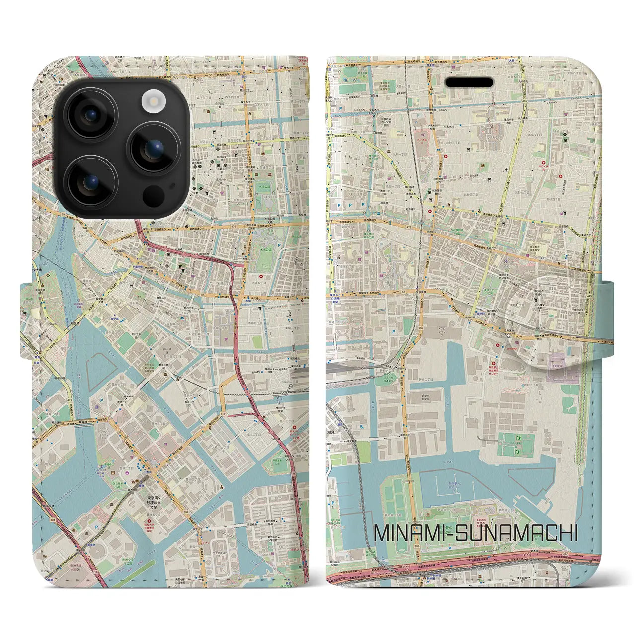 【南砂町(東京都)】地図柄iPhoneケース(手帳タイプ)