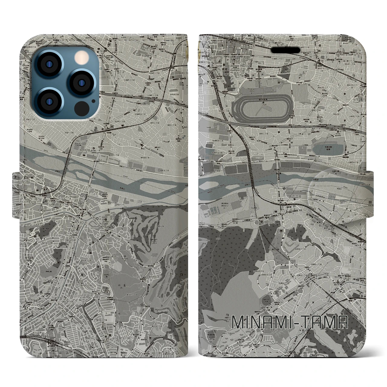 【南多摩(東京都)】地図柄iPhoneケース(手帳タイプ)