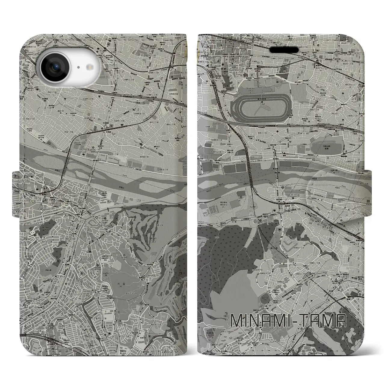 【南多摩(東京都)】地図柄iPhoneケース(手帳タイプ)