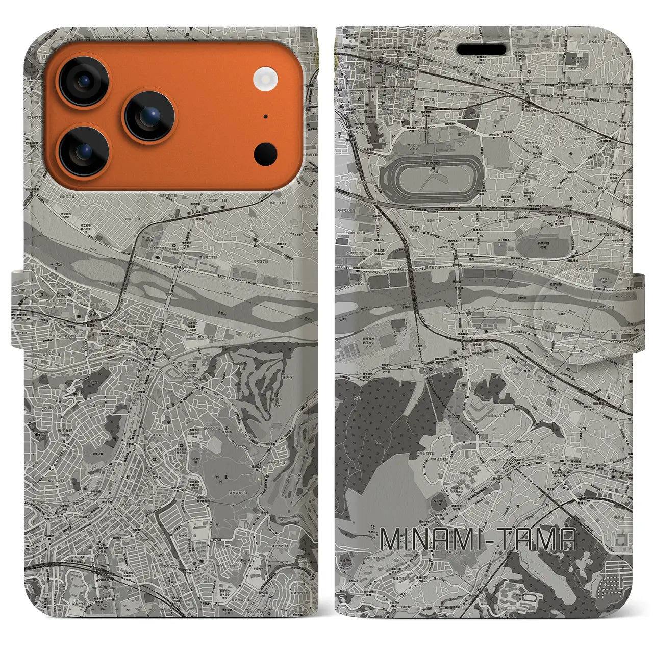 【南多摩(東京都)】地図柄iPhoneケース(手帳タイプ)