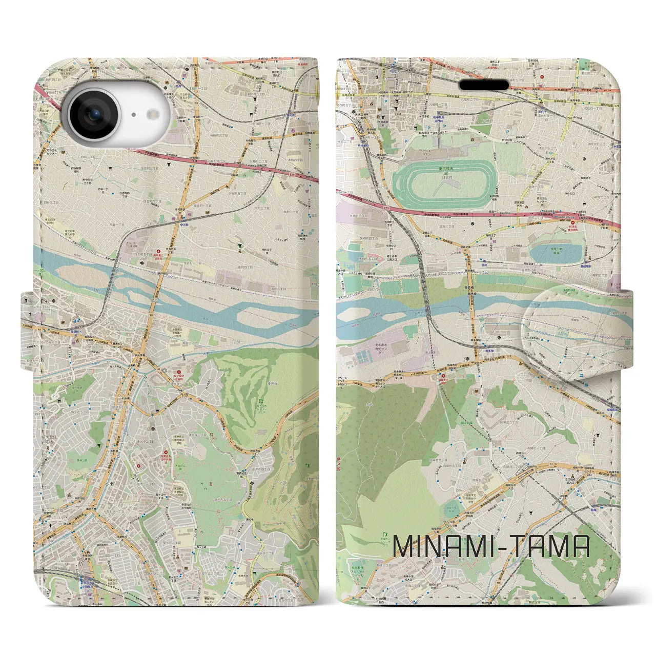 【南多摩(東京都)】地図柄iPhoneケース(手帳タイプ)