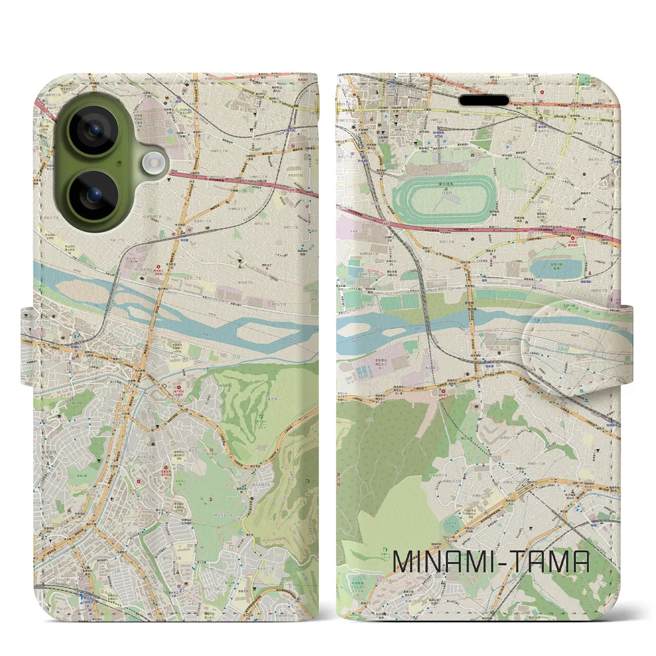 【南多摩(東京都)】地図柄iPhoneケース(手帳タイプ)モノトーン・iPhone 17 Pro Max 用