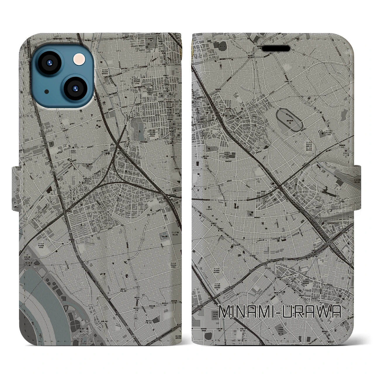 【南浦和(埼玉県)】地図柄iPhoneケース(手帳タイプ)