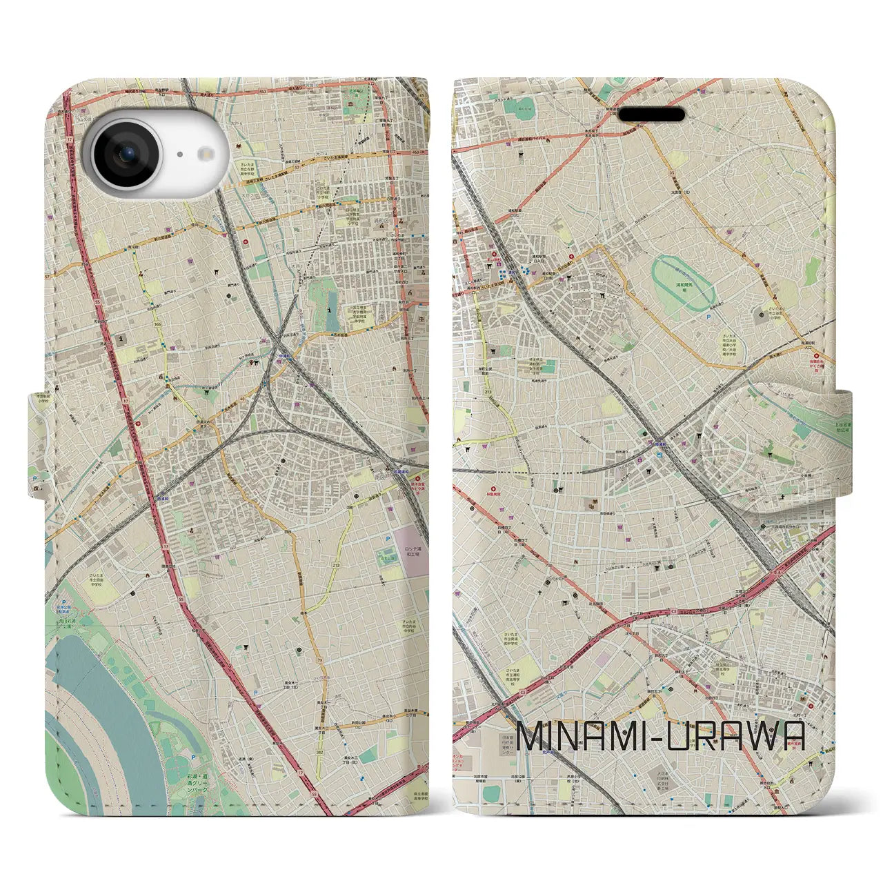 【南浦和(埼玉県)】地図柄iPhoneケース(手帳タイプ)