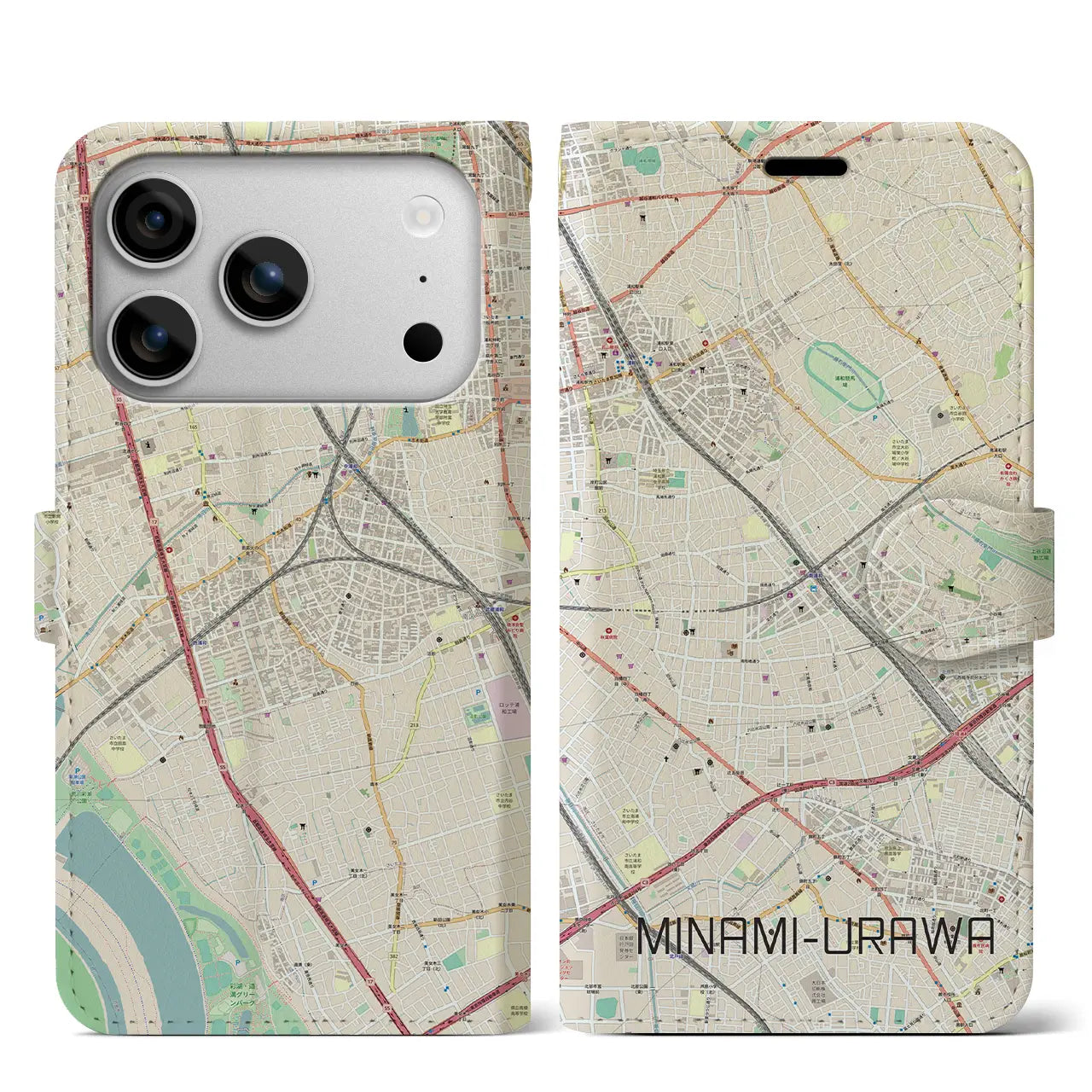 【南浦和(埼玉県)】地図柄iPhoneケース(手帳タイプ)