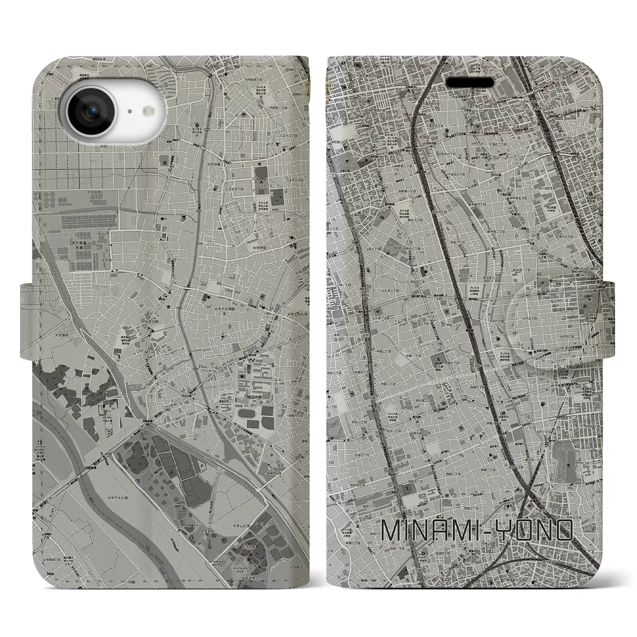 【南与野(埼玉県)】地図柄iPhoneケース(手帳タイプ)