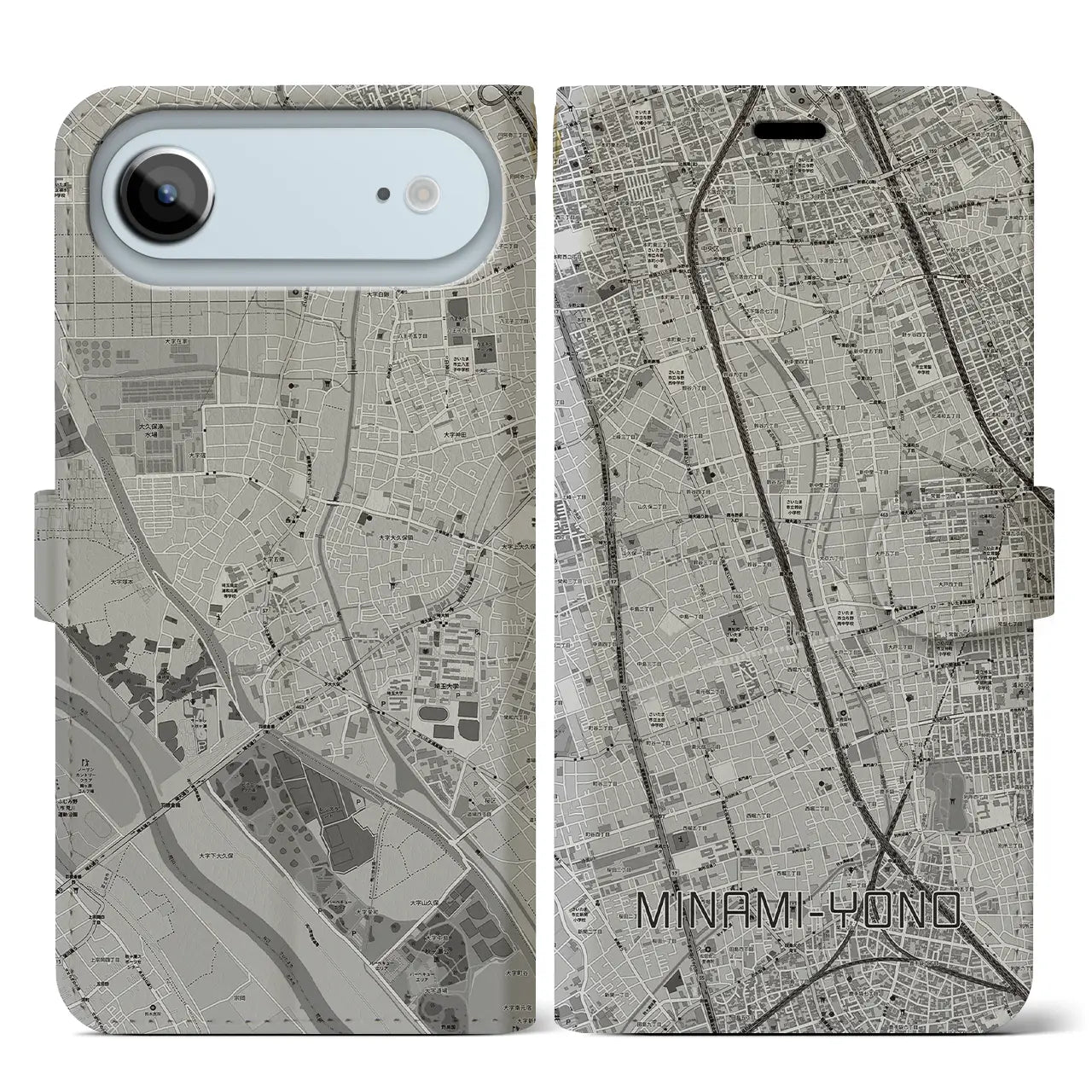 【南与野(埼玉県)】地図柄iPhoneケース(手帳タイプ)