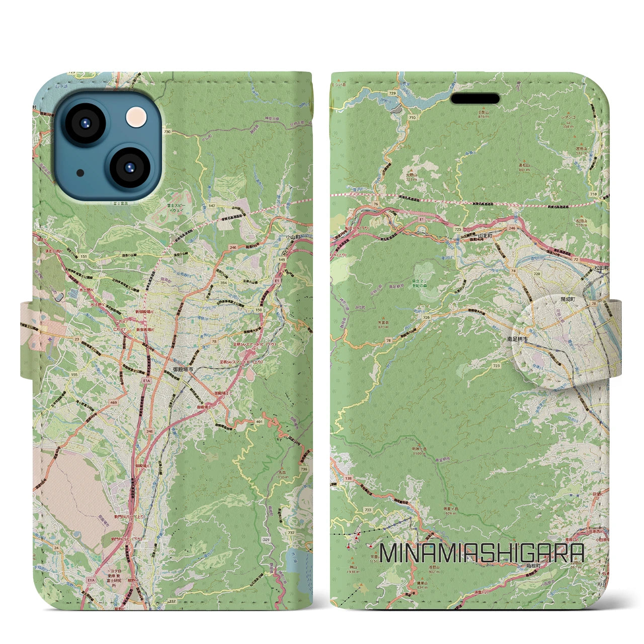 【南足柄(神奈川県)】地図柄iPhoneケース(手帳タイプ)
