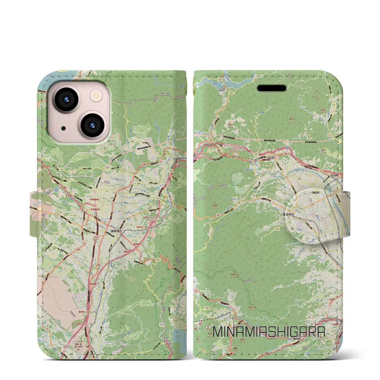 【南足柄(神奈川県)】地図柄iPhoneケース(手帳タイプ)