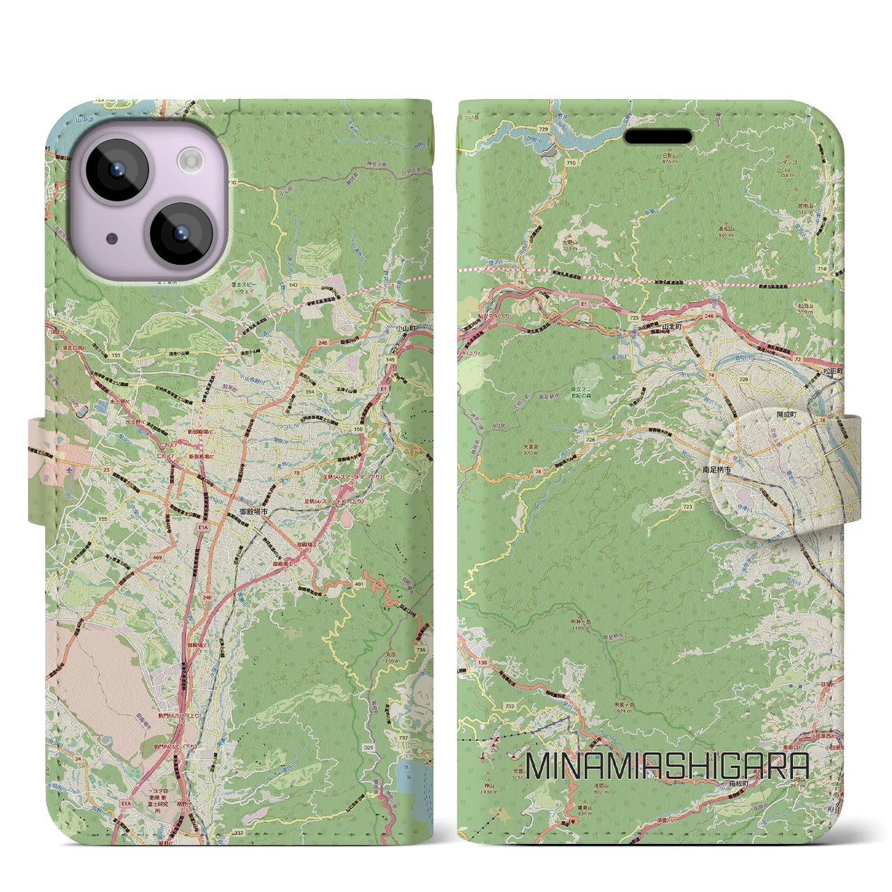 【南足柄(神奈川県)】地図柄iPhoneケース(手帳タイプ)