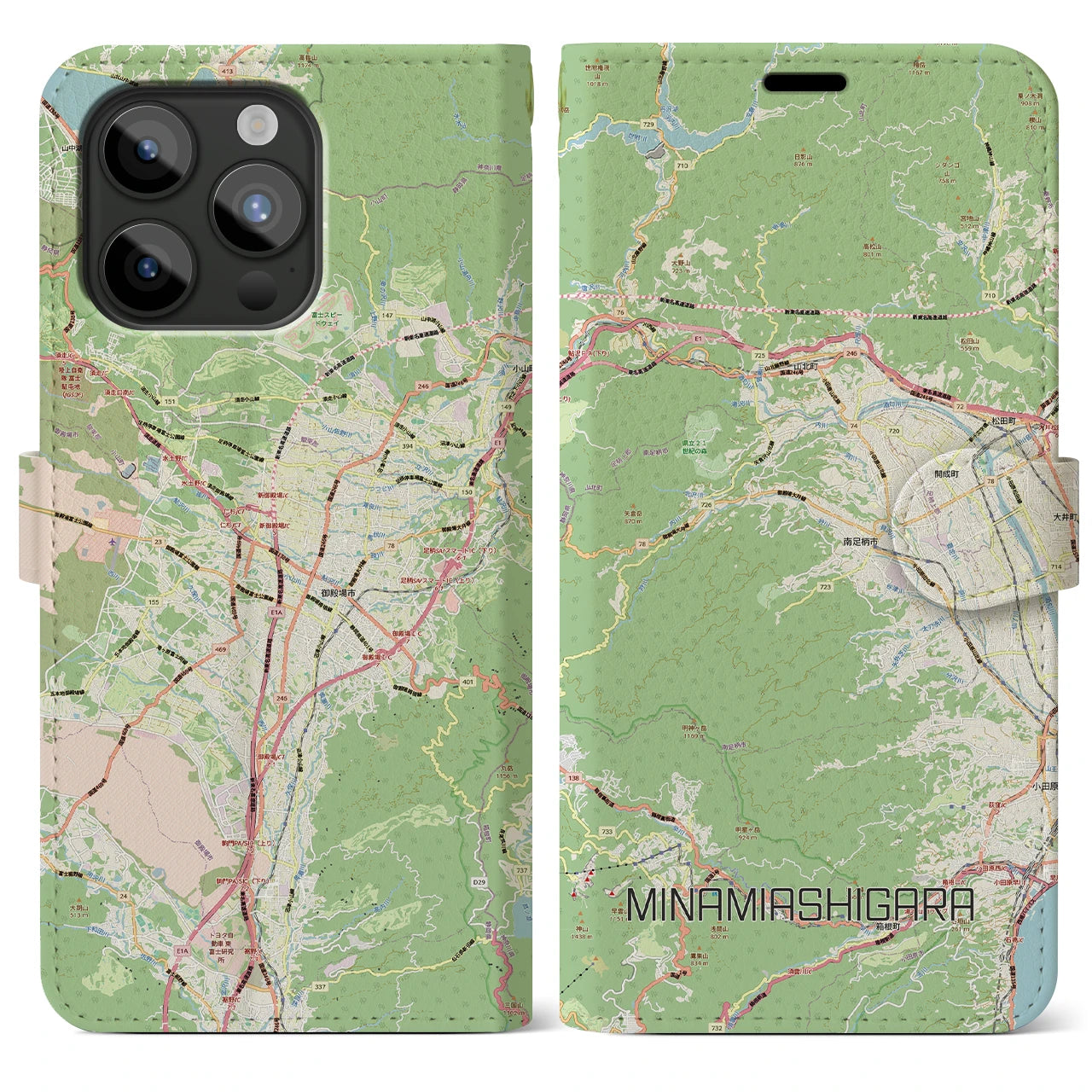 【南足柄(神奈川県)】地図柄iPhoneケース(手帳タイプ)