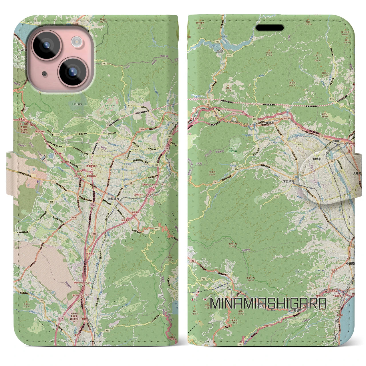 【南足柄(神奈川県)】地図柄iPhoneケース(手帳タイプ)
