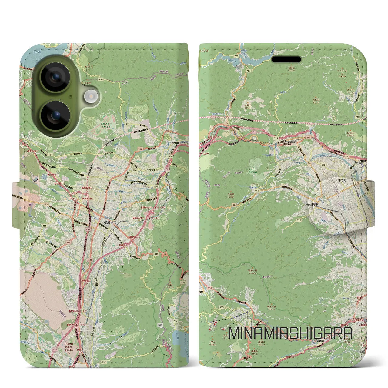 【南足柄(神奈川県)】地図柄iPhoneケース(手帳タイプ)