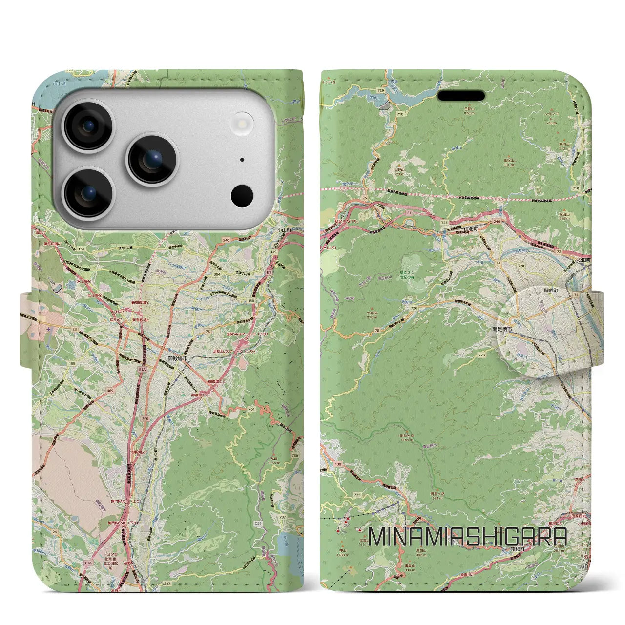 【南足柄(神奈川県)】地図柄iPhoneケース(手帳タイプ)
