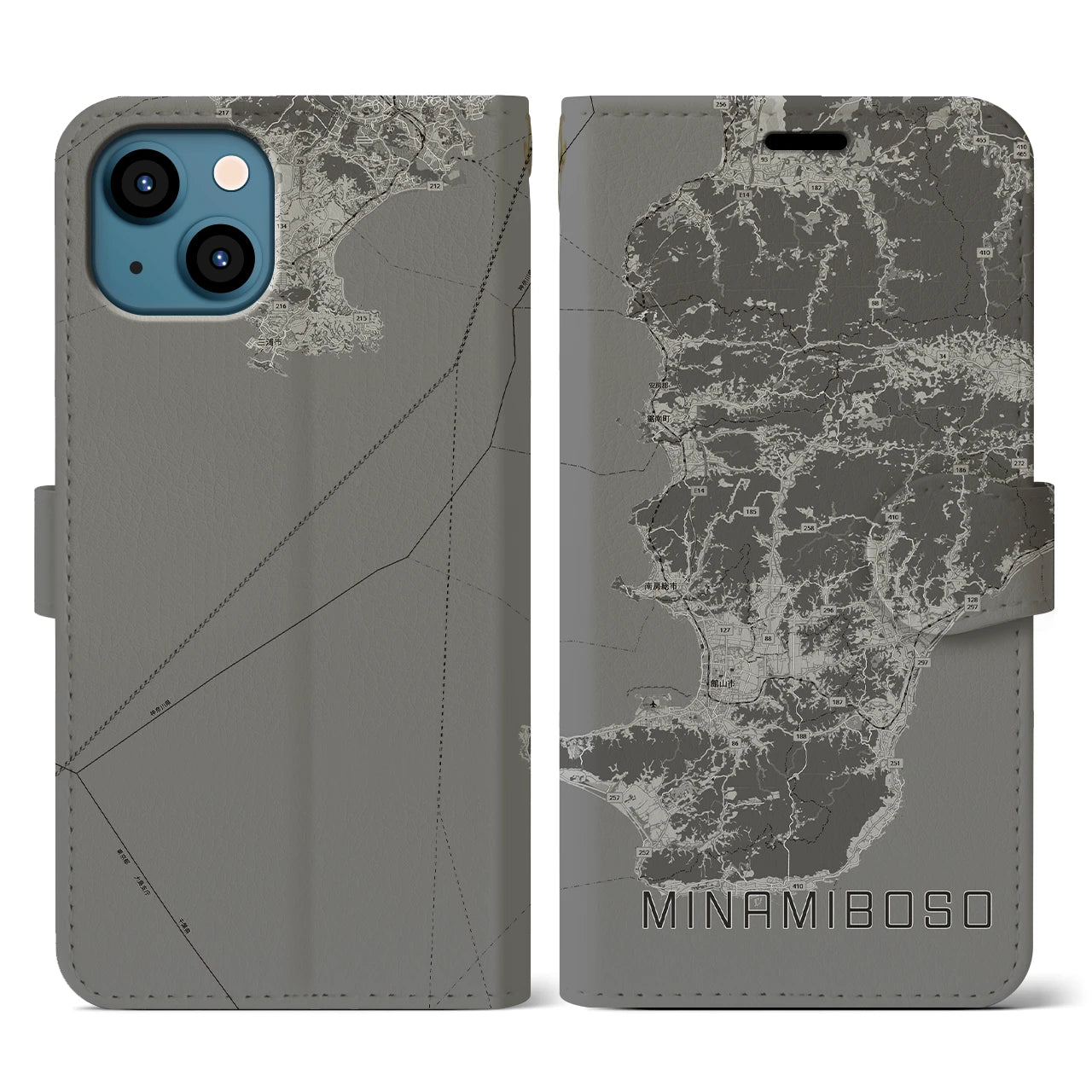 【南房総(千葉県)】地図柄iPhoneケース(手帳タイプ)