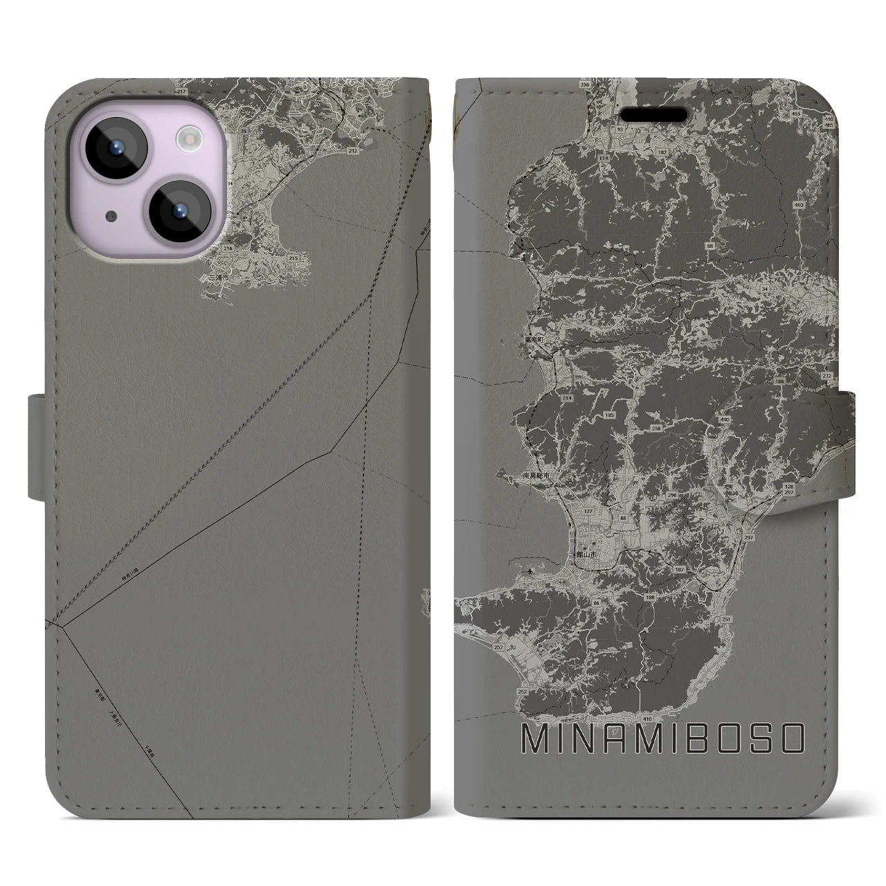 【南房総(千葉県)】地図柄iPhoneケース(手帳タイプ)