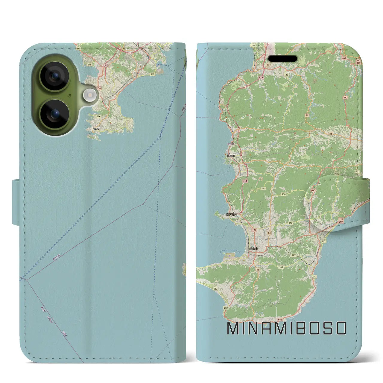 【南房総(千葉県)】地図柄iPhoneケース(手帳タイプ)モノトーン・iPhone 17 Pro Max 用