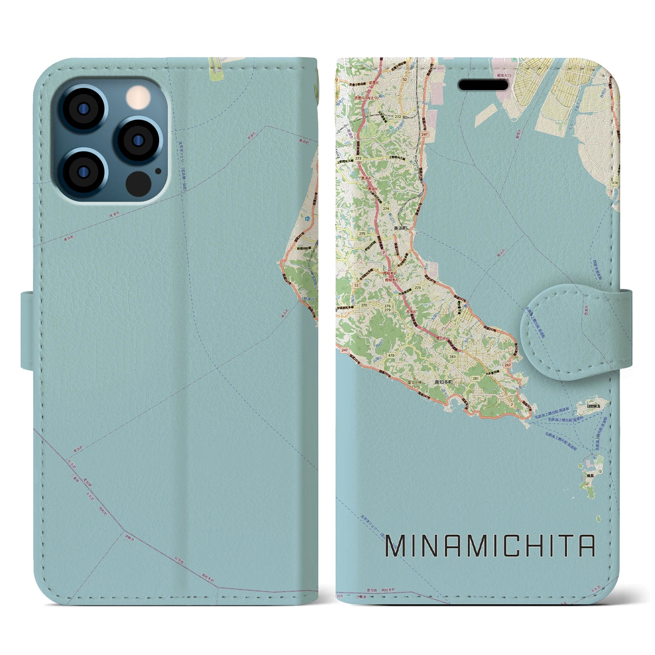 【南知多(愛知県)】地図柄iPhoneケース(手帳タイプ)