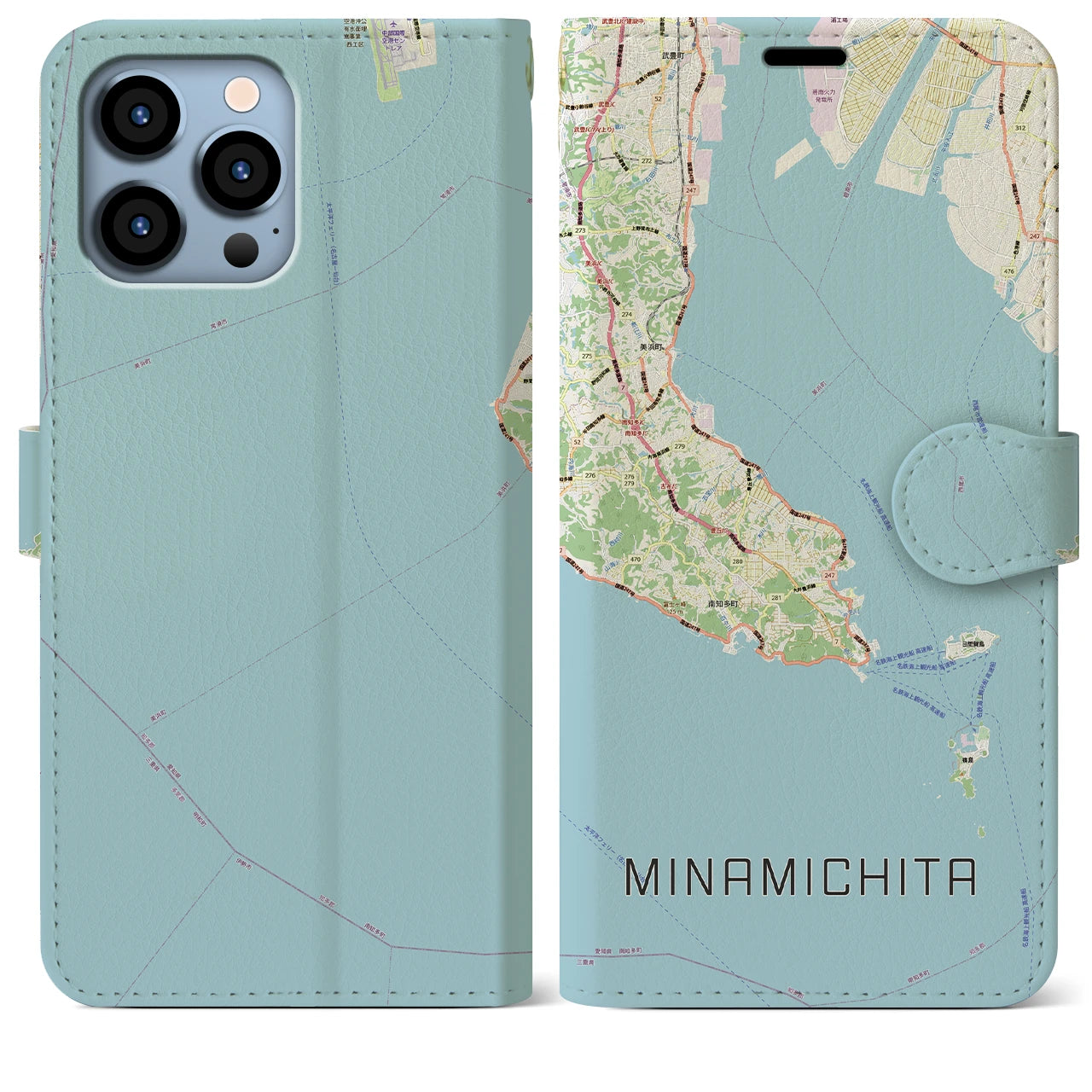 【南知多(愛知県)】地図柄iPhoneケース(手帳タイプ)