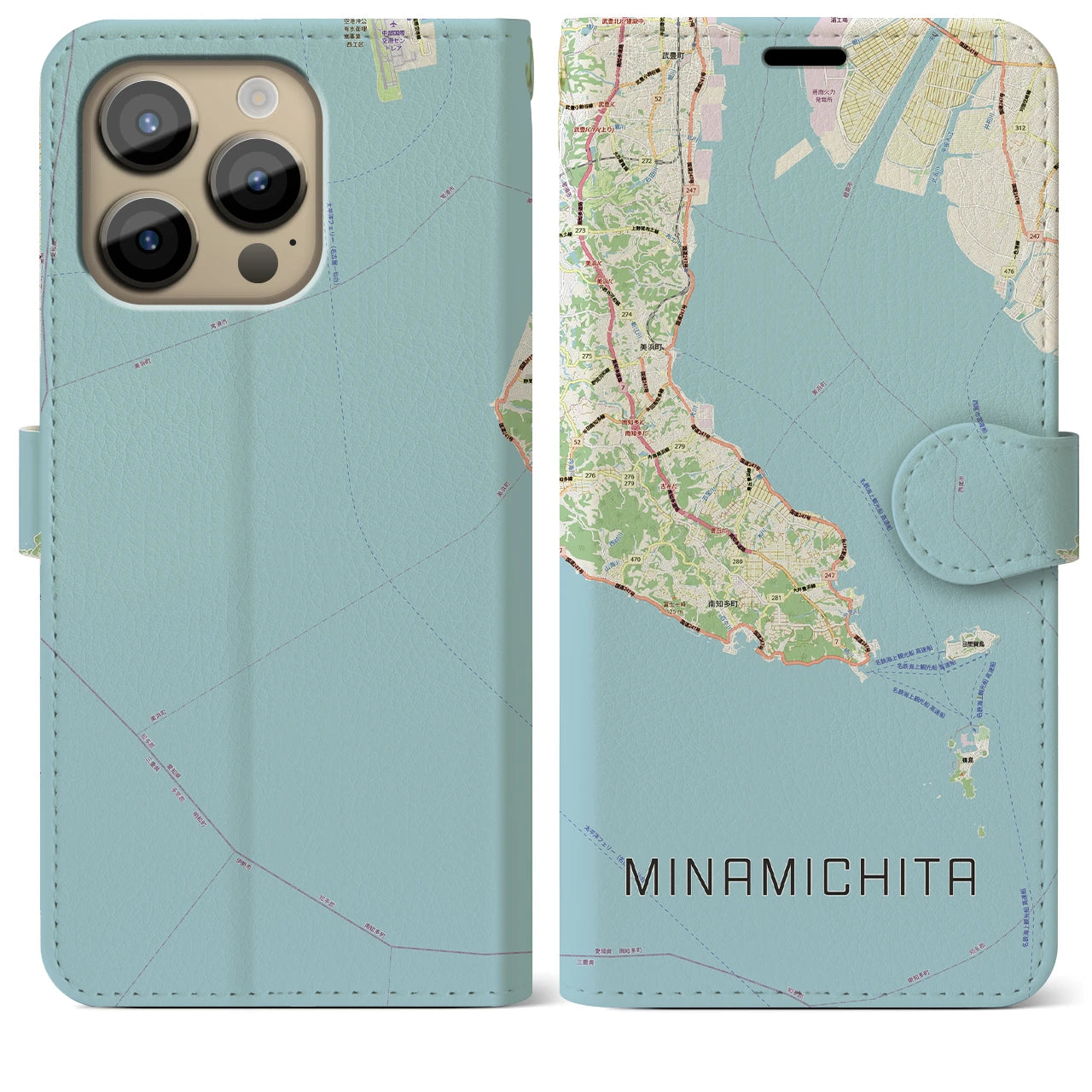 【南知多(愛知県)】地図柄iPhoneケース(手帳タイプ)