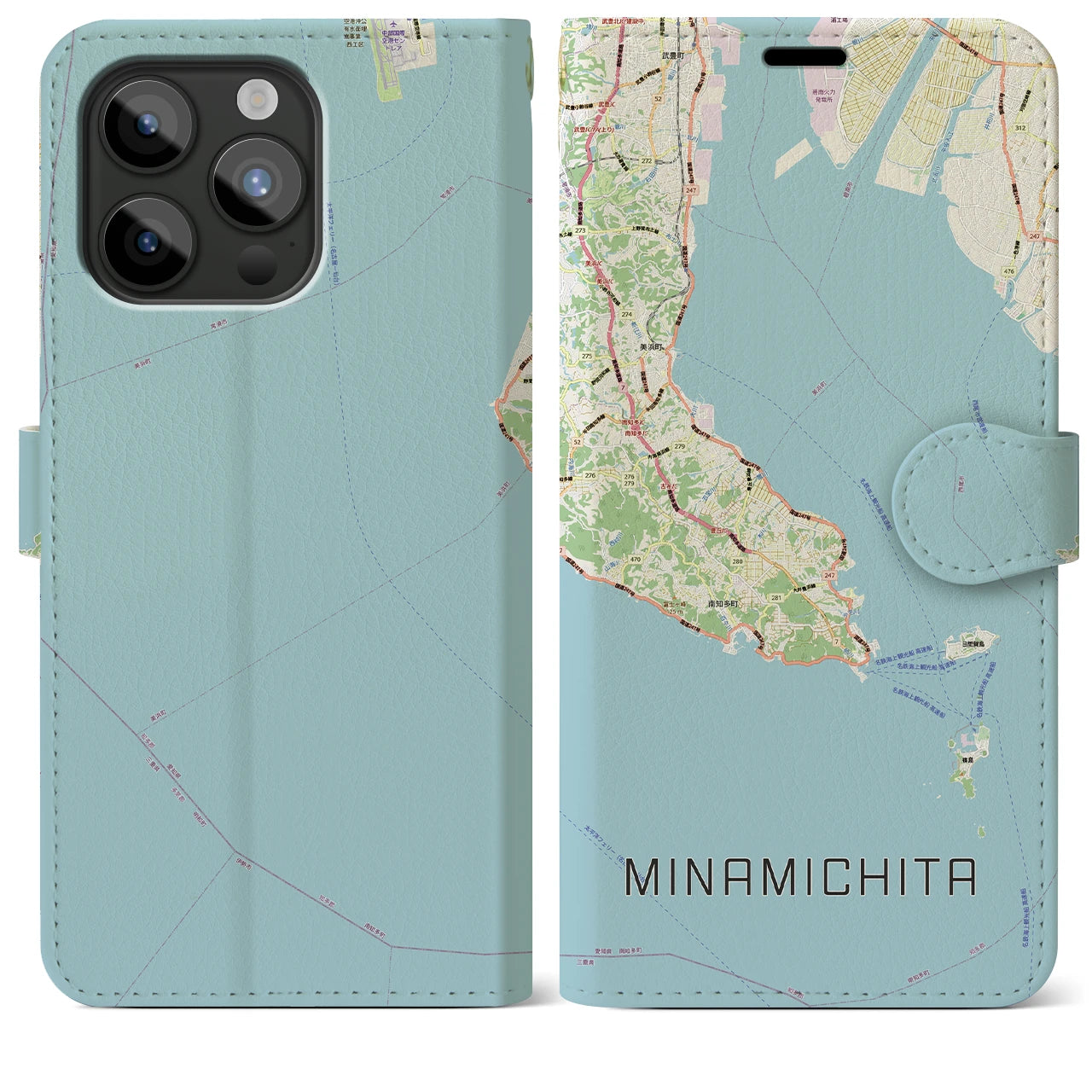 【南知多(愛知県)】地図柄iPhoneケース(手帳タイプ)