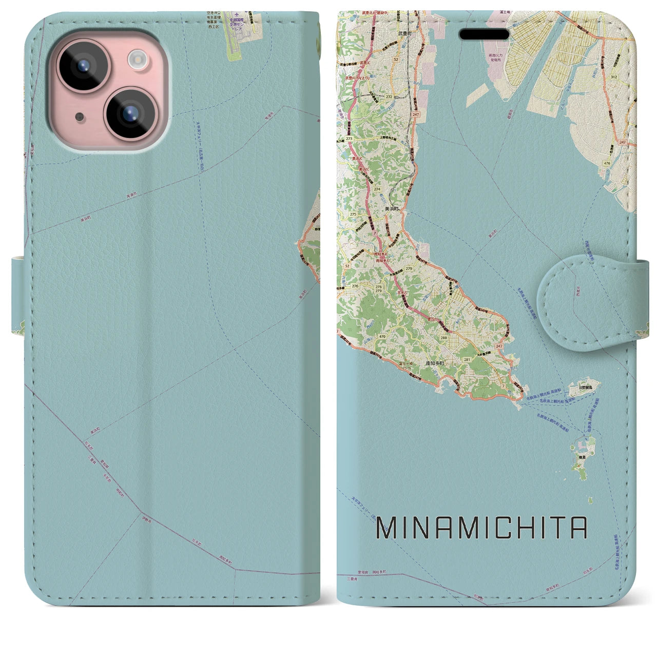【南知多(愛知県)】地図柄iPhoneケース(手帳タイプ)