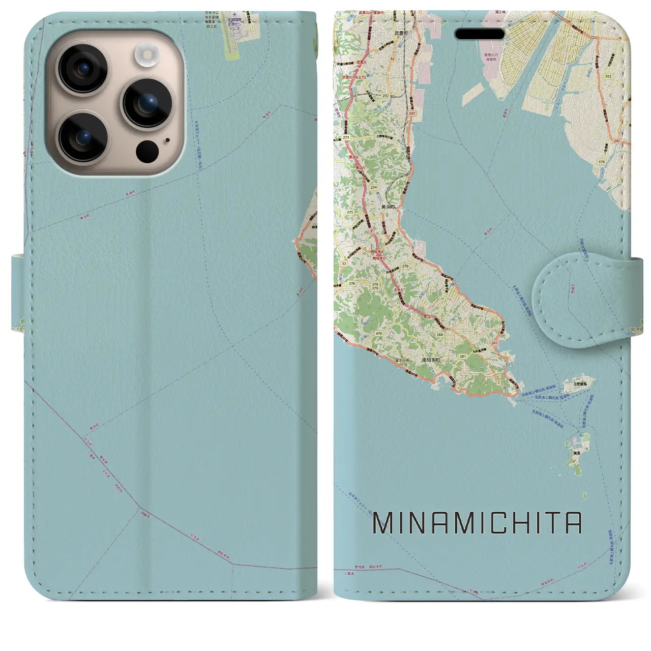 【南知多(愛知県)】地図柄iPhoneケース(手帳タイプ)