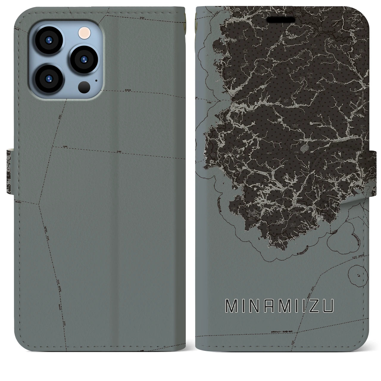 【南伊豆(静岡県)】地図柄iPhoneケース(手帳タイプ)モノトーン・iPhone 13 Pro Max 用
