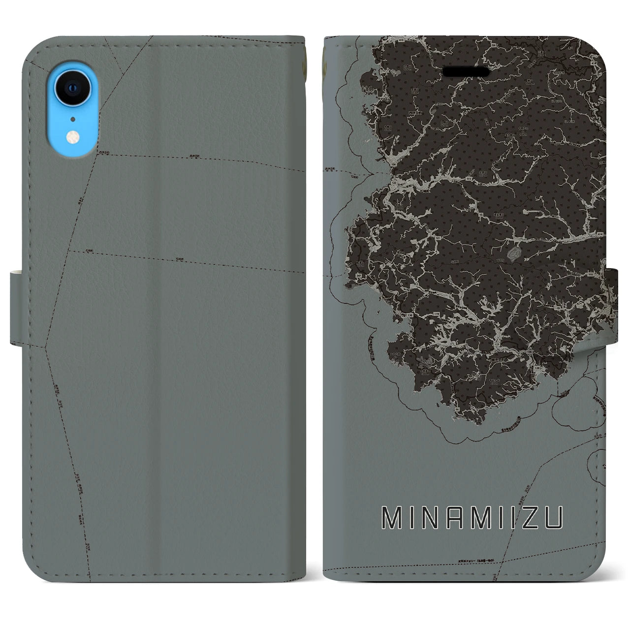 【南伊豆(静岡県)】地図柄iPhoneケース(手帳タイプ)モノトーン・iPhone XR 用