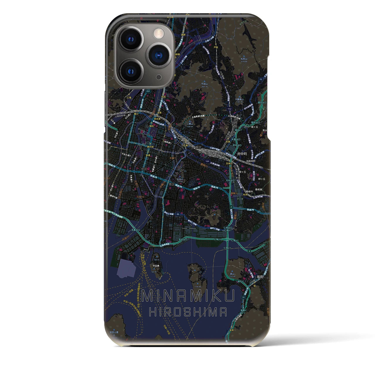 【南区(広島市)】地図柄iPhoneケース(バックカバータイプ)