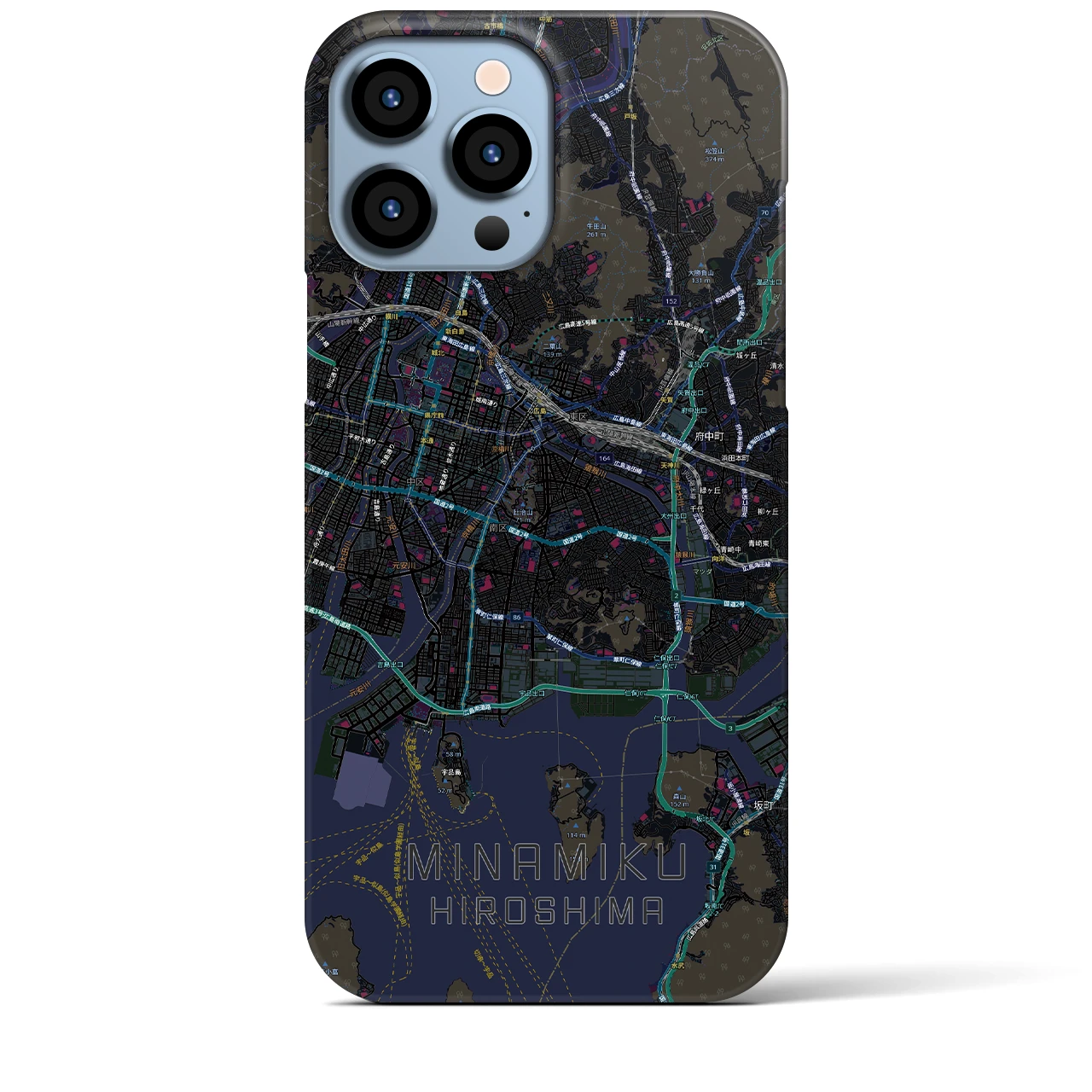 【南区(広島市)】地図柄iPhoneケース(バックカバータイプ)