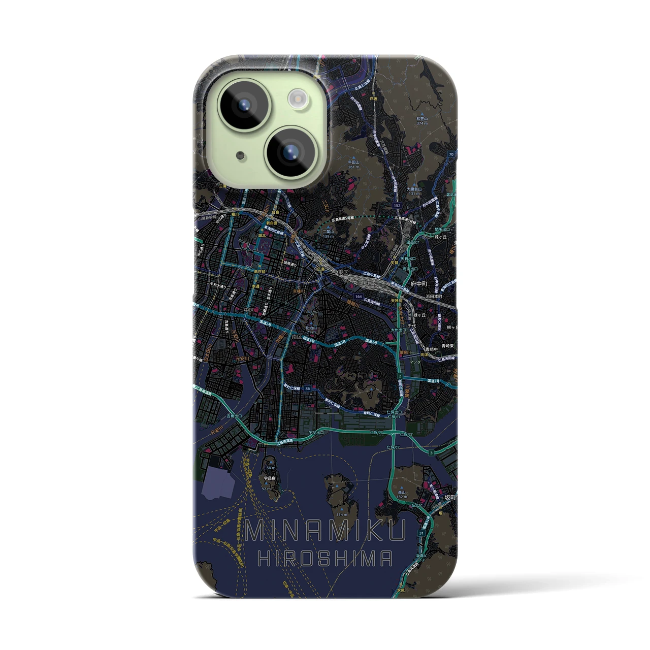 【南区(広島市)】地図柄iPhoneケース(バックカバータイプ)