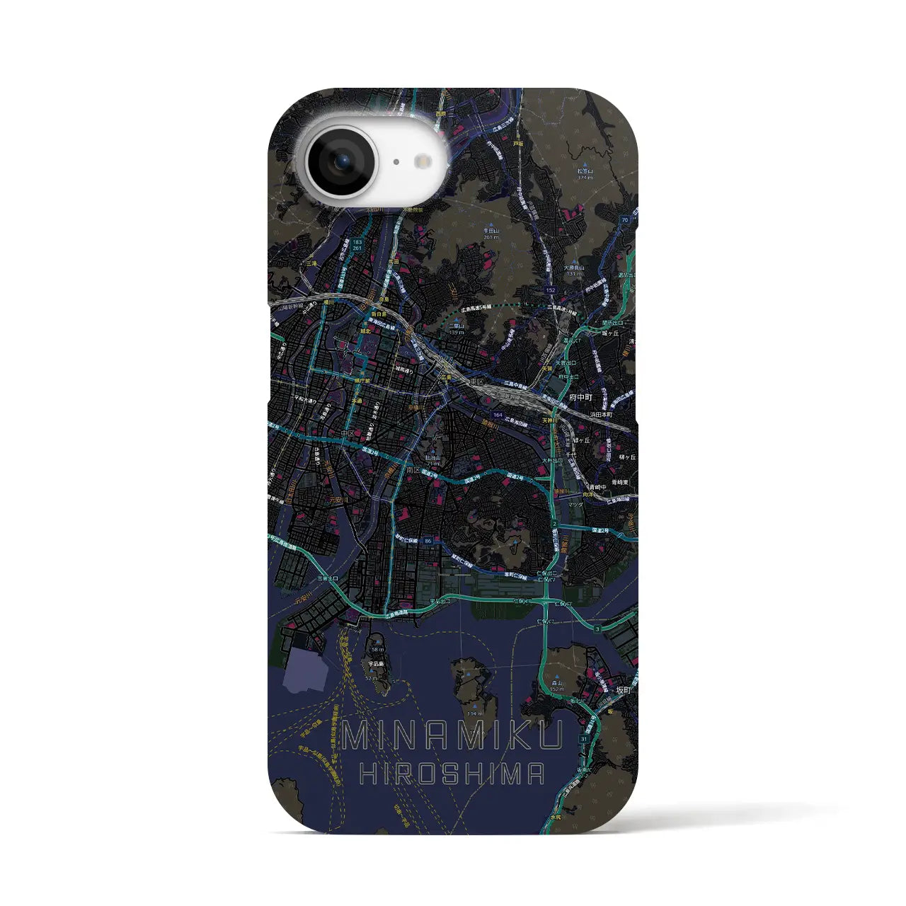 【南区(広島市)】地図柄iPhoneケース(バックカバータイプ)