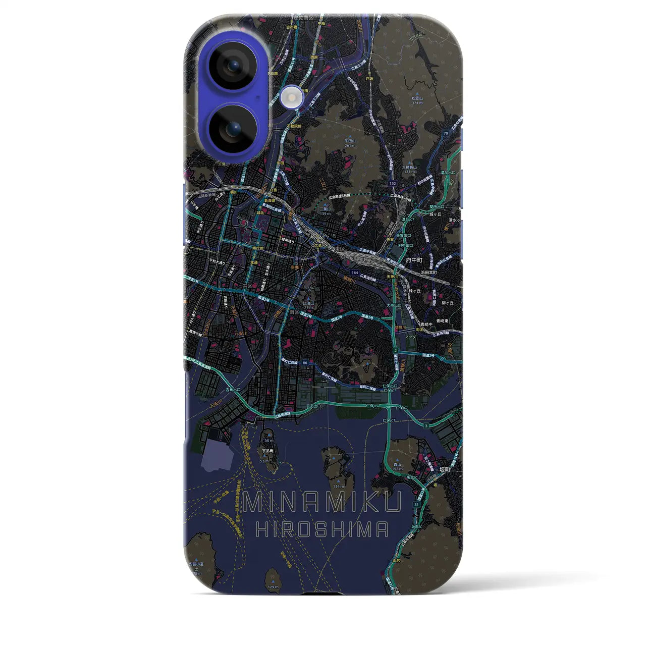 【南区(広島市)】地図柄iPhoneケース(バックカバータイプ)