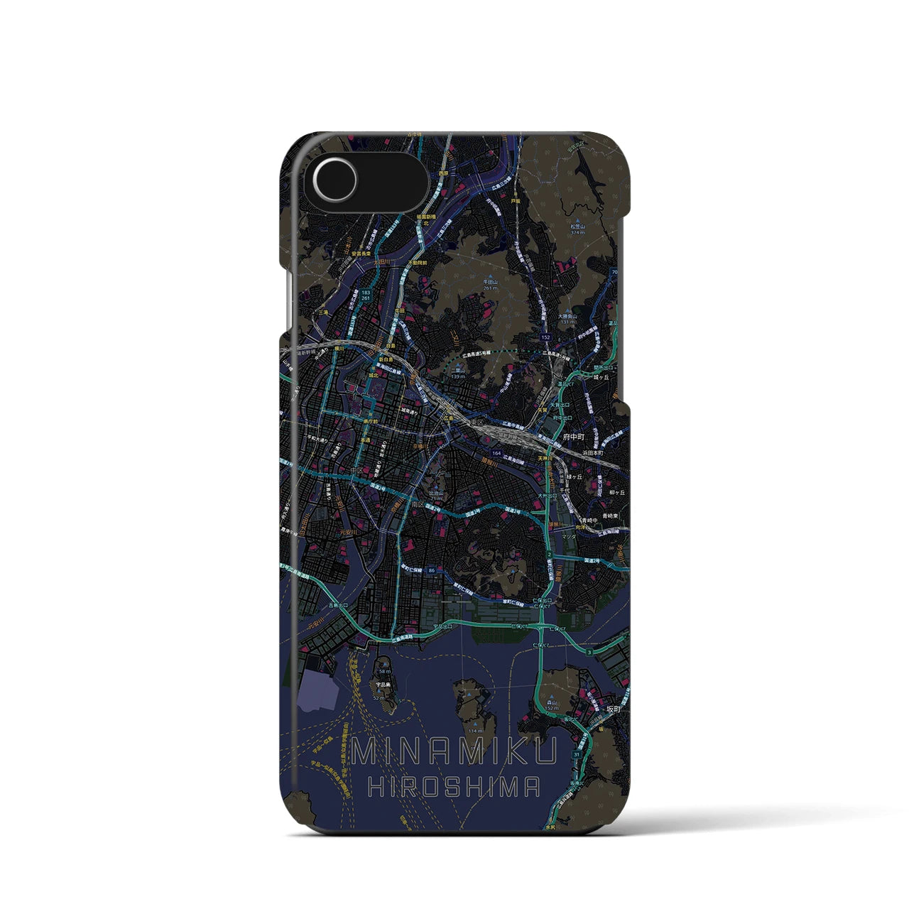 【南区(広島市)】地図柄iPhoneケース(バックカバータイプ)